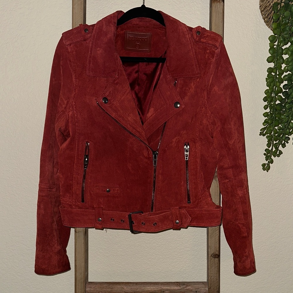 Women's Blank NYC Suede Moto Jacket - Red size L
